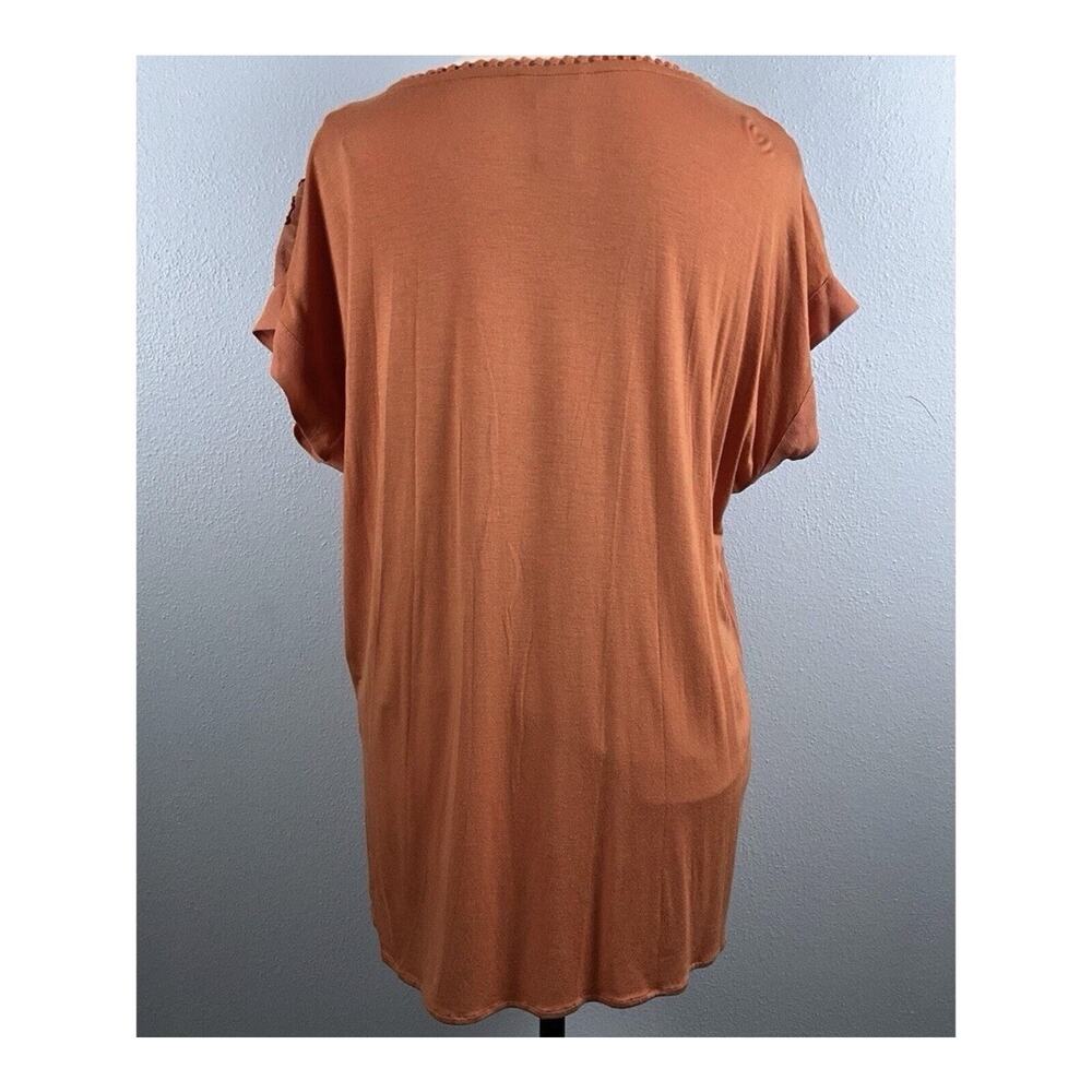Sundance Sz M Wms Silk Embroidered Orange SS Boho Festival Colorful Lined Top - Picture 4 of 8